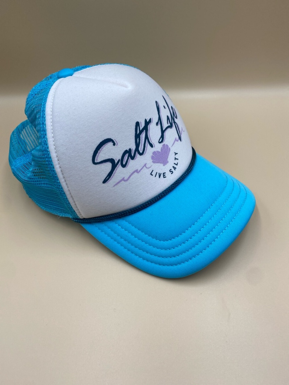 Salt Life White Front Aqua Trucker Cap